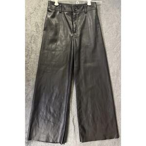 New Zara Girls Black Pants Faux Leather Pockets Waist 25" 11-12 years